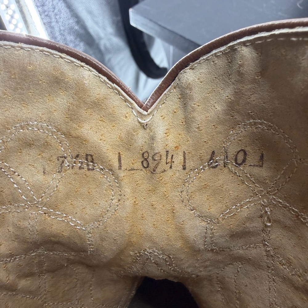 vintage flower inlay ankle western boots brown leather short cowgirl boho sz 7.5 - Picture 7 of 10